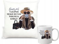 Zestaw PODUSZKA + KUBEK z nadrukiem grafiką PREZENT DZIEŃ KOBIET z imieniem