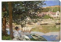 Obraz 100x70cm On the Bank of the Seine, Monet Vintage