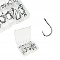 ZESTAW HACZYKÓW 50 szt BLACK NICKEL Z USZKIEM ZADZIOREM rozmiary od 3 - 12