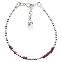 Bransoletka urodzeniowa styczeń - granat, srebrny hematyt i srebro