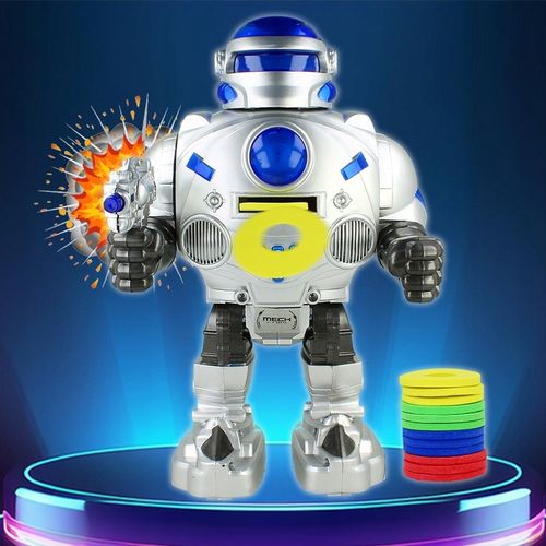 ZDALNIE STEROWANY ROBOT RC STRZELAJĄCY KRĄŻKAMI ZABAWKA INTERAKTYWNA DŹWIĘK na Arena.pl