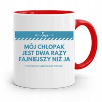 Kubek Czerwony Dla Chłopaka Dwa Razy Fajniejszy Z Nadrukiem Ze Zdjęciem