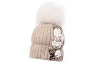 Jamiks GENIA czapka dla dziewczynki na zimę jenot kaszmir beżowa 50-52