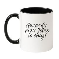 KUBEK "GWIAZDY PRZY TOBIE TO CHUJ!" Wzór - Klasyczny Biało-Czarny 330 ml