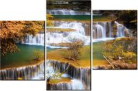 60 90CM OBRAZ 3 ELEM WODOSPAD HUAY MAE KHAMIN ŚCIENNY DRUK PŁÓTNO