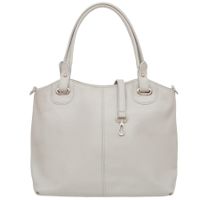 VERA PELLE torebka damska skórzana shopper z paskiem na ramię V658 j.szara