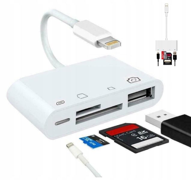 Adapter Czytnik Kart Pamięci do Apple iPhone Lightning micro SD USB 256GB zdjęcie 1