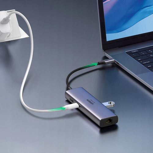 UGREEN ADAPTER HUB USB-C 2x USB HDMI SD USB-C RJ45 1Gbps - PRZEJŚCIÓWKA na Arena.pl