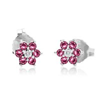 kolczyki kwiatki z rubinami i diamentami - kbd0500r