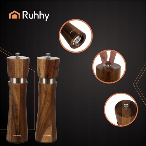 Młynek do Pieprzu i Soli Drewniany Zestaw 2 szt Ręczny Precyzyjne na Arena.pl