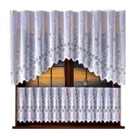 Firanka kuchenna Kasia KOMPLET żakardowy kwiaty Zazdrostka 250x70, 200x50