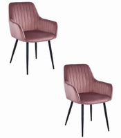 Krzesło do jadalni SOLDEN różowe welurowe z czarnymi nogami x2