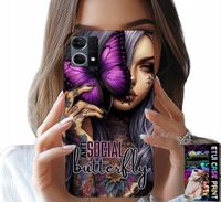 ETUI DO OPPO RENO7 4G - ANTI SOCIAL BUTTERFLY RÓŻOWY MOTYL + SZKŁO