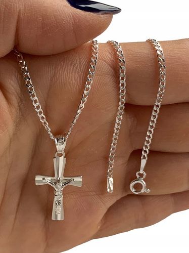 Łańcuszek srebrny 925 pancerka 45cm i krzyżyk prezent komunijny dla chłopca na Arena.pl