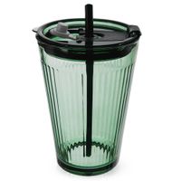 Kubek Szklany z Pokrywką Słomką do Napojów Ciepłych Zimnych Podróżny 450 ml