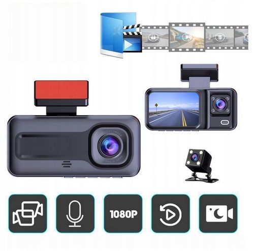 WideoRejestrator 3 Kamery z Kamerą cofania G-sensor Wstrząsy menu PL na Arena.pl