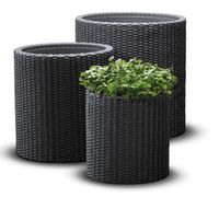 zestaw 3 donic keter cylinder planter s+m+l - grafit - kt 92 0453