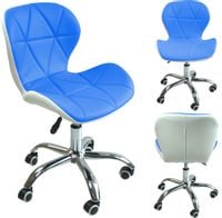 FOTEL KRZESŁO OBROTOWE BIUROWE SKÓRZANE STYLOWE Niebiesko-Biały