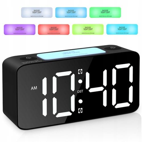 ELEKTRONICZNY BUDZIK LED ZEGAR STOŁOWY STOJĄCY RGB GŁOŚNY CZAS ALARM LAMPKA na Arena.pl