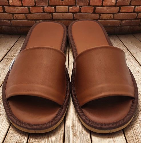 KLAPKI SKÓRZANE DAMSKIE wygodne pantofle kapcie skórzane PREMIUM BRĄZ na Arena.pl