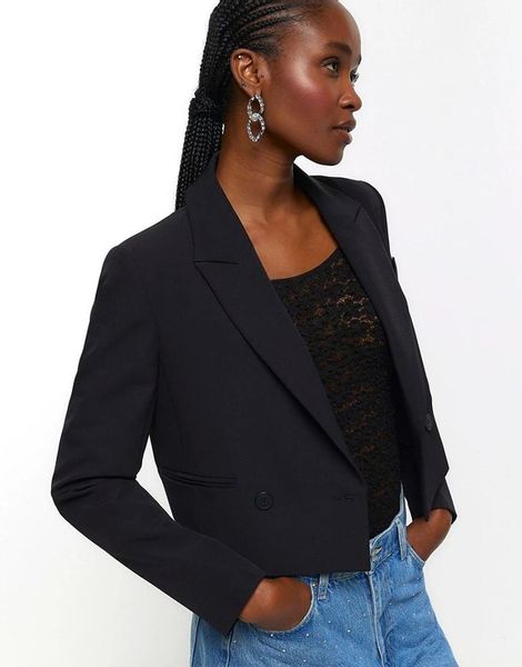 RIVER ISLAND CZARNA KRÓTKA ELEGANCKA MARYNARKA WGZ NH2__S zdjęcie 2