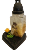 Znicz artystyczny serce z dekoracją  35 cm pomarańczowy