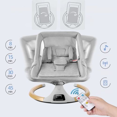 leżaczek dla niemowląt bujaczek elektryczny nicekids + pilot bluetooth na Arena.pl