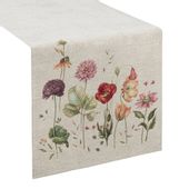 Obrus dekoracyjny bieżnik 45x140 popielaty wielokolorowy kwiaty polne
