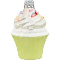 Bombka choinkowa szklana: Muffinek z kremem i posypką: zielony