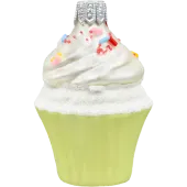 Bombka choinkowa szklana: Muffinek z kremem i posypką: zielony