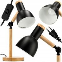 Lampka Na Biurko Do Czytania Drewniana E27 Stojąca + Podwójna