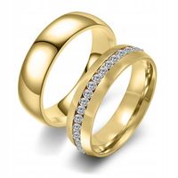 KO3 ZŁOTE OBRĄCZKI ŚLUBNE CYRKONIE STAL 316L PARA