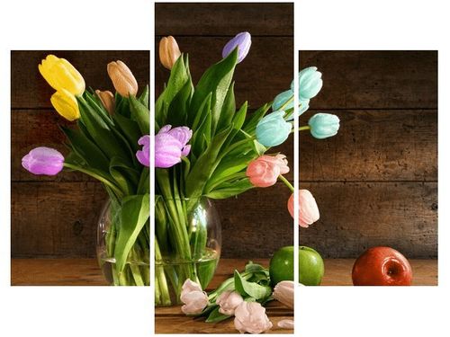 70 90CM OBRAZ 3 ELEM KOLOROWE TULIPANY ŚCIENNY PŁÓTNO na Arena.pl