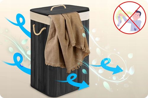 BAMBUSOWY KOSZ NA PRANIE BIELIZNĘ DUŻY POJEMNIK Z POKRYWĄ 72L na Arena.pl