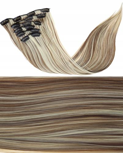 DOCZEPIANE WŁOSY Jak Naturalne Clip In Dopinki Proste Długie 6 Taśm 60cm na Arena.pl