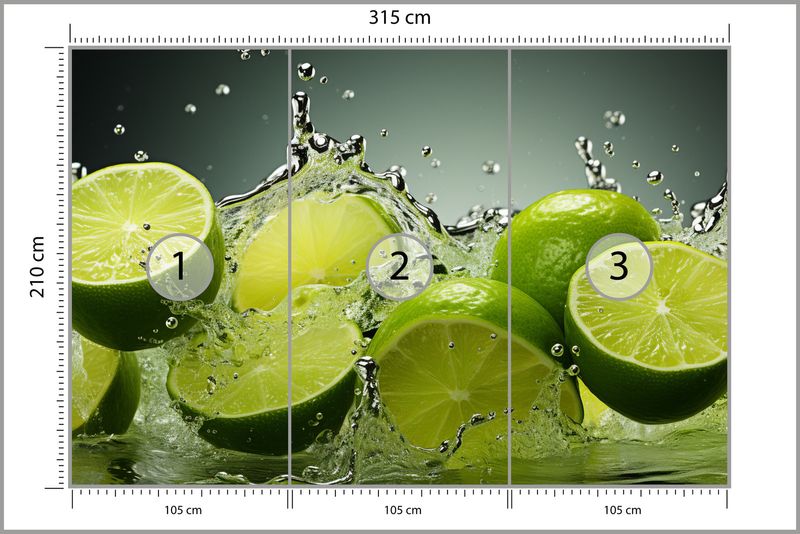 Fototapeta Do Kuchni LIMONKI Owoce Cytrusy Abstrakcja 315cm x 210cm zdjęcie 3