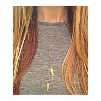 naszyjnik długi piórka złoty n656