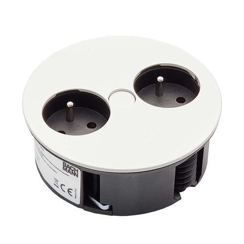 Gniazdo wpuszczane w blat TWIST 2x230V, Biały mat na Arena.pl