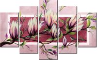 70 100CM OBRAZ 5 ELEM SŁODYCZ MAGNOLII PUDROWYM RÓŻU DRUK PŁÓTNO