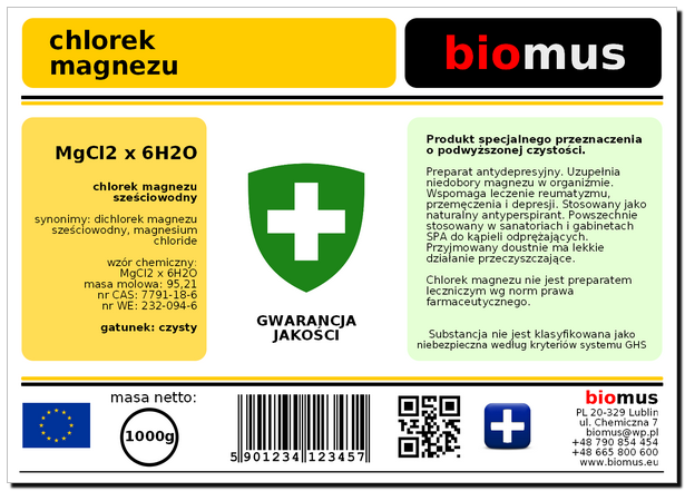 CHLOREK MAGNEZU sześciowodny Czysty 1000g zdjęcie 2