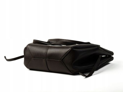 Torebka Damska Duża Skórzana Shopper Włoska Elegancka Czekoladowa na Arena.pl