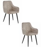 Krzesło tapicerowane welurowe NANA ciemnobeżowe fotel nogi czarne x2