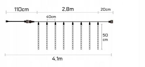 METEORY 50 CM LAMPKI PADAJĄCY ŚNIEG OŚWIETLENIE ŚWIĄTECZNE IP44 SOPLE LED na Arena.pl