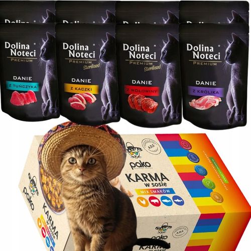 KARMA MOKRA DLA KOTA DOLINA NOTECI + PAKO DANIE KOT MIX 8 SMAKÓW 20 X 85 G na Arena.pl
