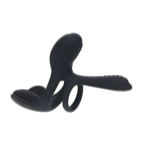 Triple Motor Vibrating Silicone Cockring - Black na Arena.pl