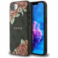 Etui Guess 4G Flowers Print MagSafe do Apple iPhone 16e czarny