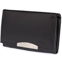 portfel damski skórzany z lakierowaną wstawką bellugio - czarny