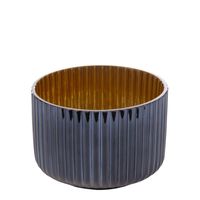 Szklany świecznik dekoracyjny NELA 12x8 granatowy + złoty