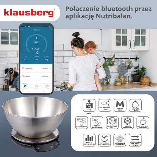 elektroniczna waga kuchenna 5kg/1.8l klausberg kb-7939 bluetooth na Arena.pl