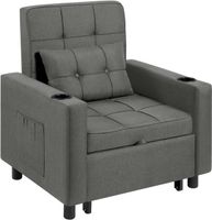 Fotel rozkładany z uchwytami na kubki do salonu regulowany zagłówek